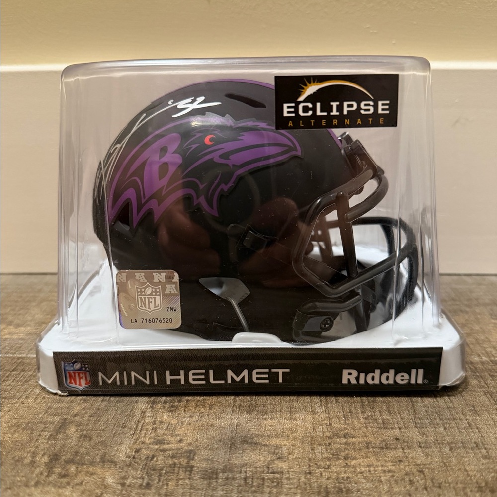 NFL Mini Helmet with Purple Baltimore Ravens Logo Ray Lewis
